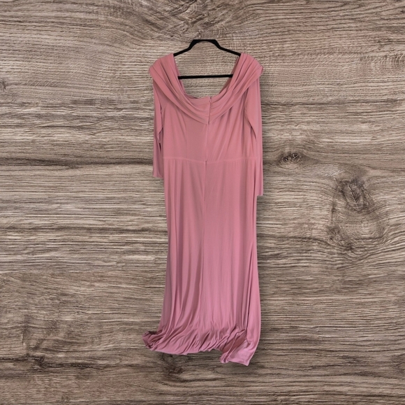 Leena For Mac Duggal Elegant Pink Off-Shoulder Evening Gown - Picture 5 of 6